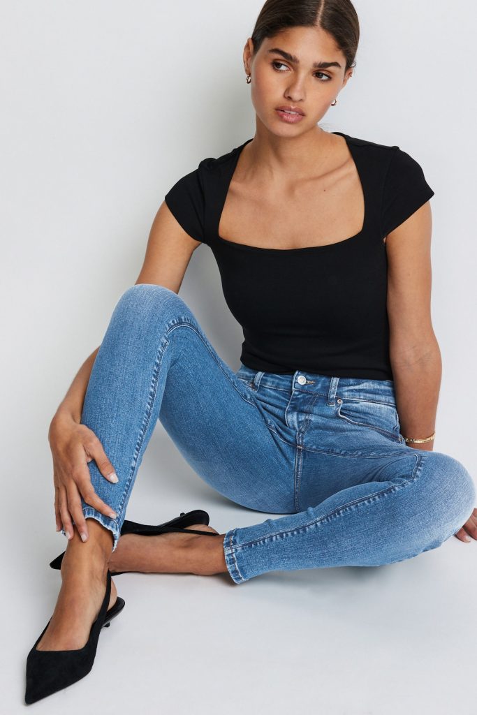 RID244 Mid Blue Low Skinny Jeans