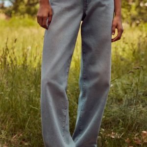 RID245 Mid Blue Baggy Wide leg Jeans