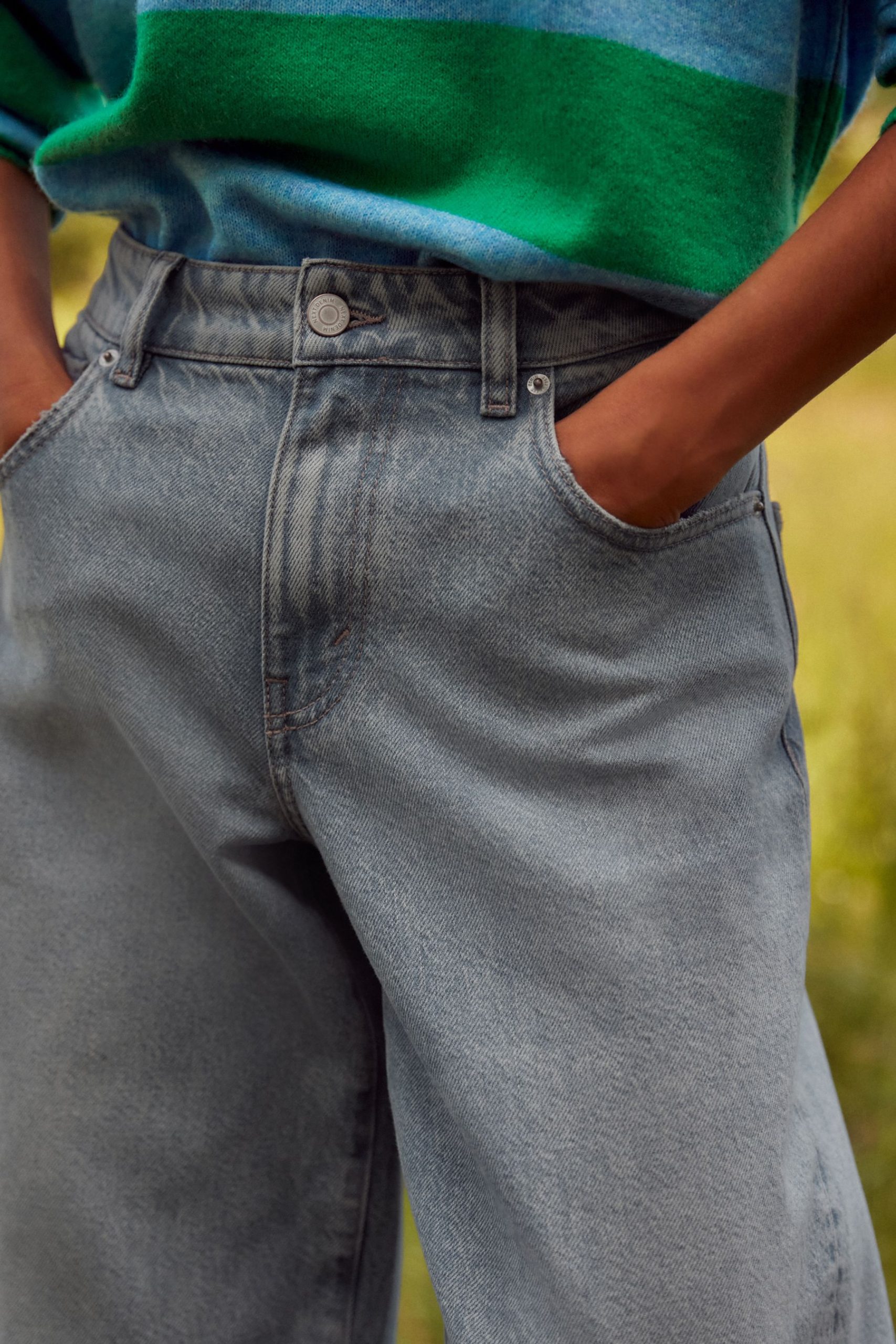 RID245 Mid Blue Baggy Wide leg Jeans - Image 4