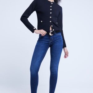 RID255 Blue Mid Rise Bum Sculpt Skinny Jeans