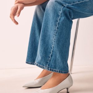 RID267 Black Patent  Point Toe Peg Kitten Heels