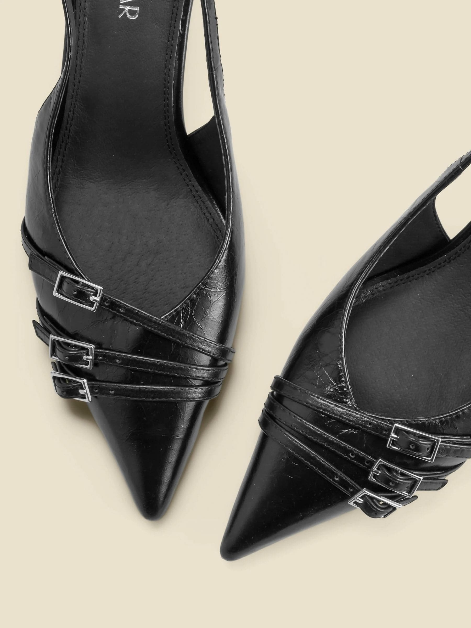 RID261 Standard/Wide Fit Point Toe Low Kitten Heels - Image 4