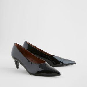 RID271 Black Holland Kitten Heel Slingback Shoes