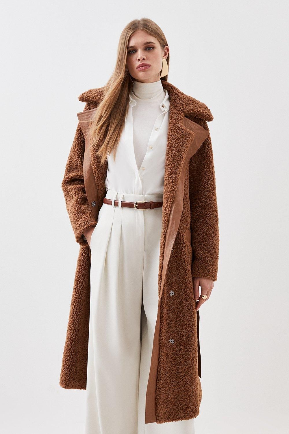 RID230 Collared Faux Fur Belted Coat