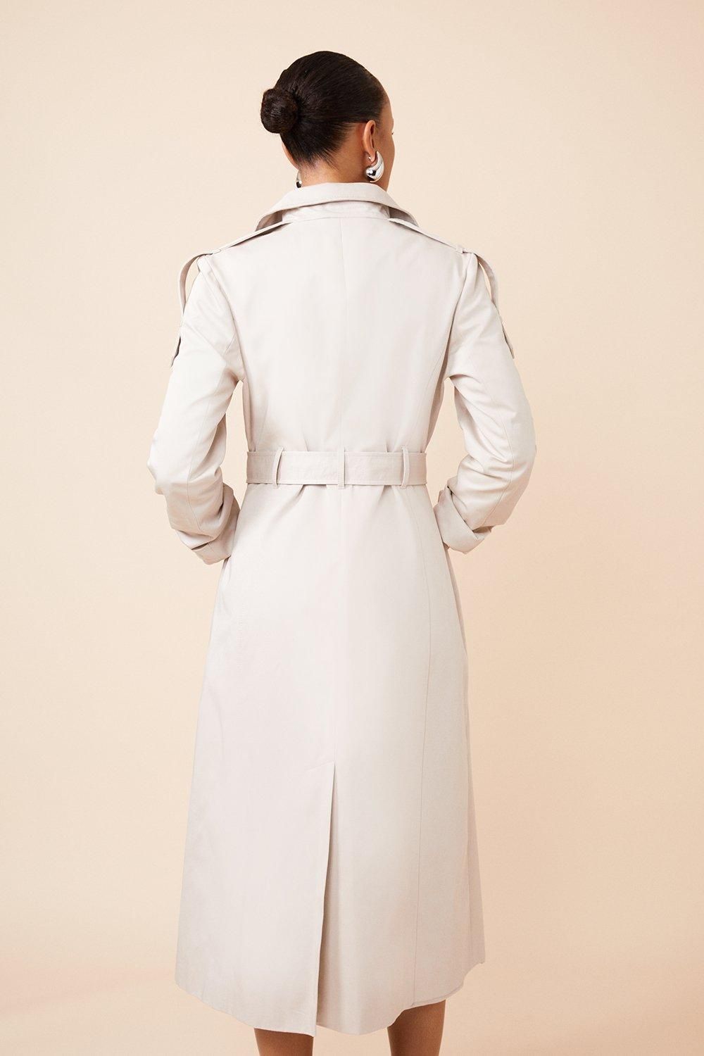 RID235 Tailored High Neck Belted Trench Coat - Image 4