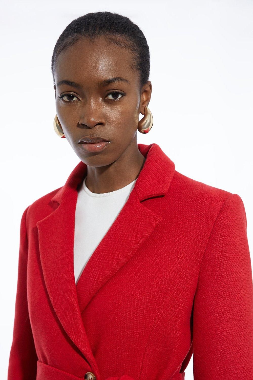 RID234 Wool Blend Tailored Belted Midi Coat - Image 2